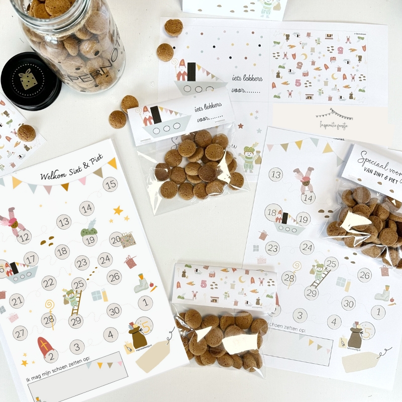 Gratis sinterklaas printables pepernotenzakjes en aftelposter
