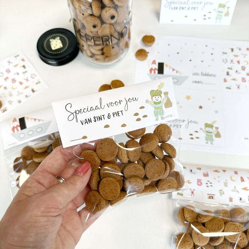 Sinterklaas pepernoten traktatie gratis printable